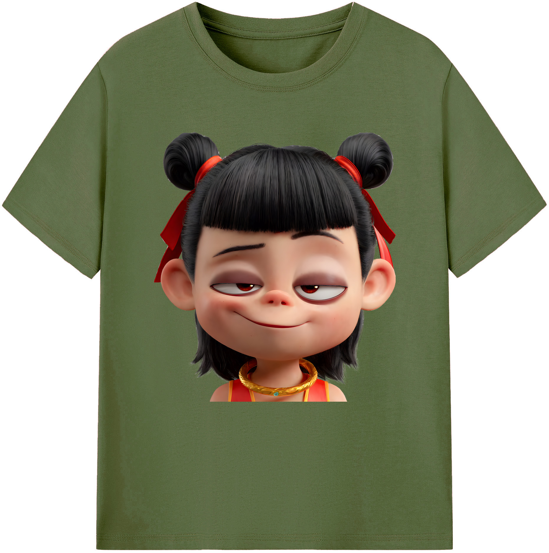 （画像用） Ne Zha 2 ナタ 魔童の大暴れ 綿100％半袖Tシャツ（フロントプリント）